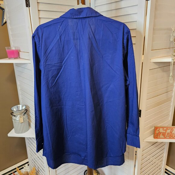 Woman Within Plus Size 1X 22/24, Long Sleeved, Button Down, Blue, Blouse - Picture 3 of 8